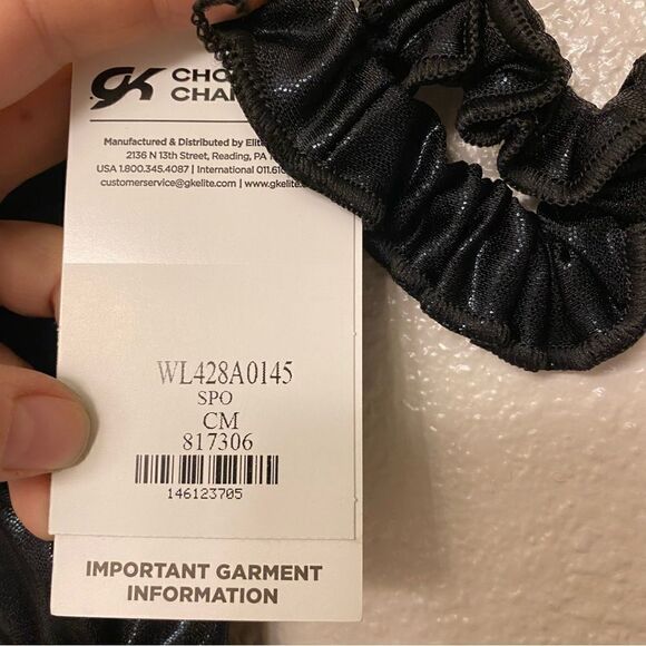 GK Elite gymnastics leotard black gold custom practice v neck omega child CM - Picture 6 of 8